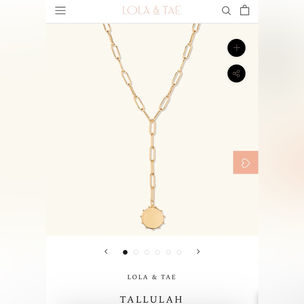 NIB Lola & Tae Tallulah Necklace Pendant Gold